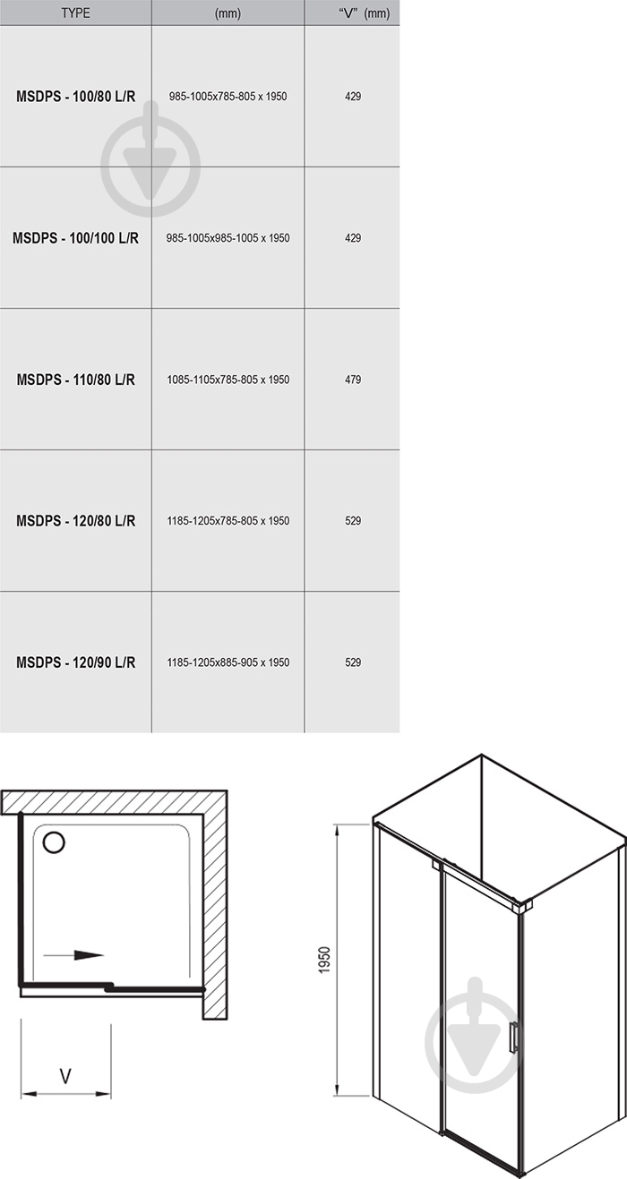 Душевая кабина Ravak MSDPS-100/80 L - фото 2