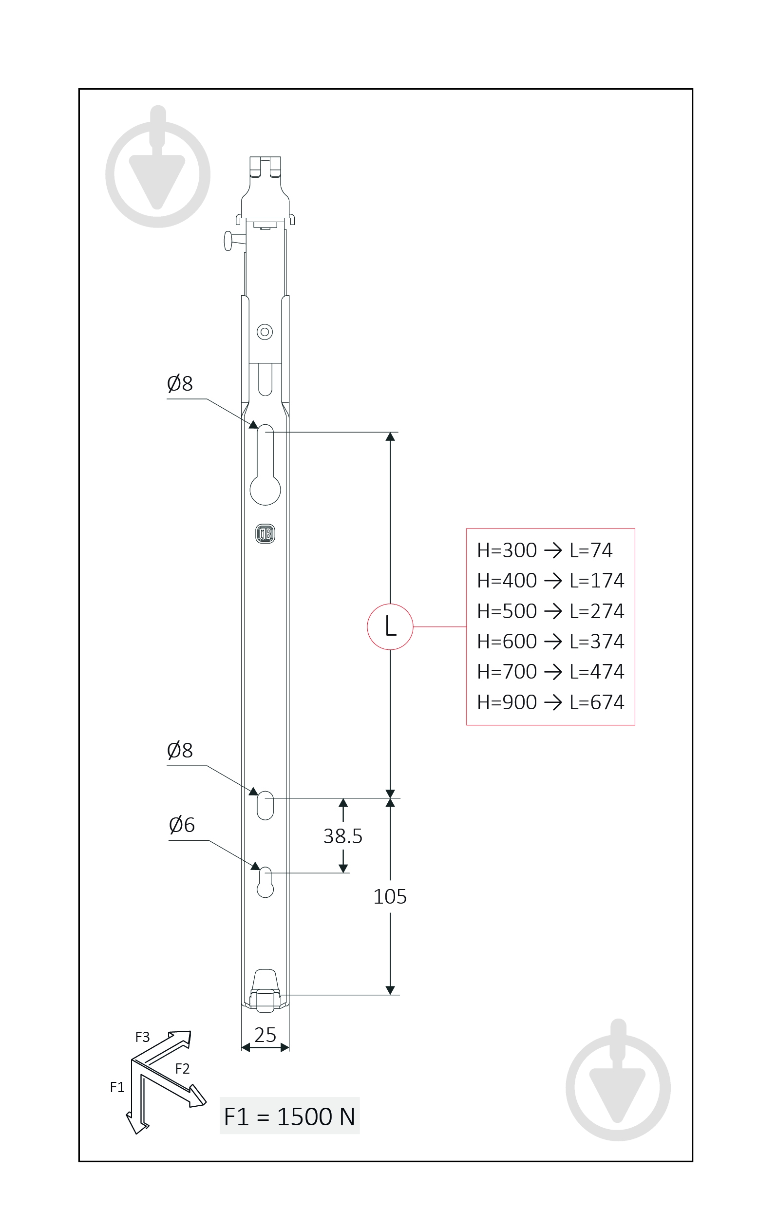 Комплект креплений Delonghi к стальному радиатору (Н-500 мм) 2 шт. 60630050 F7V - фото 3