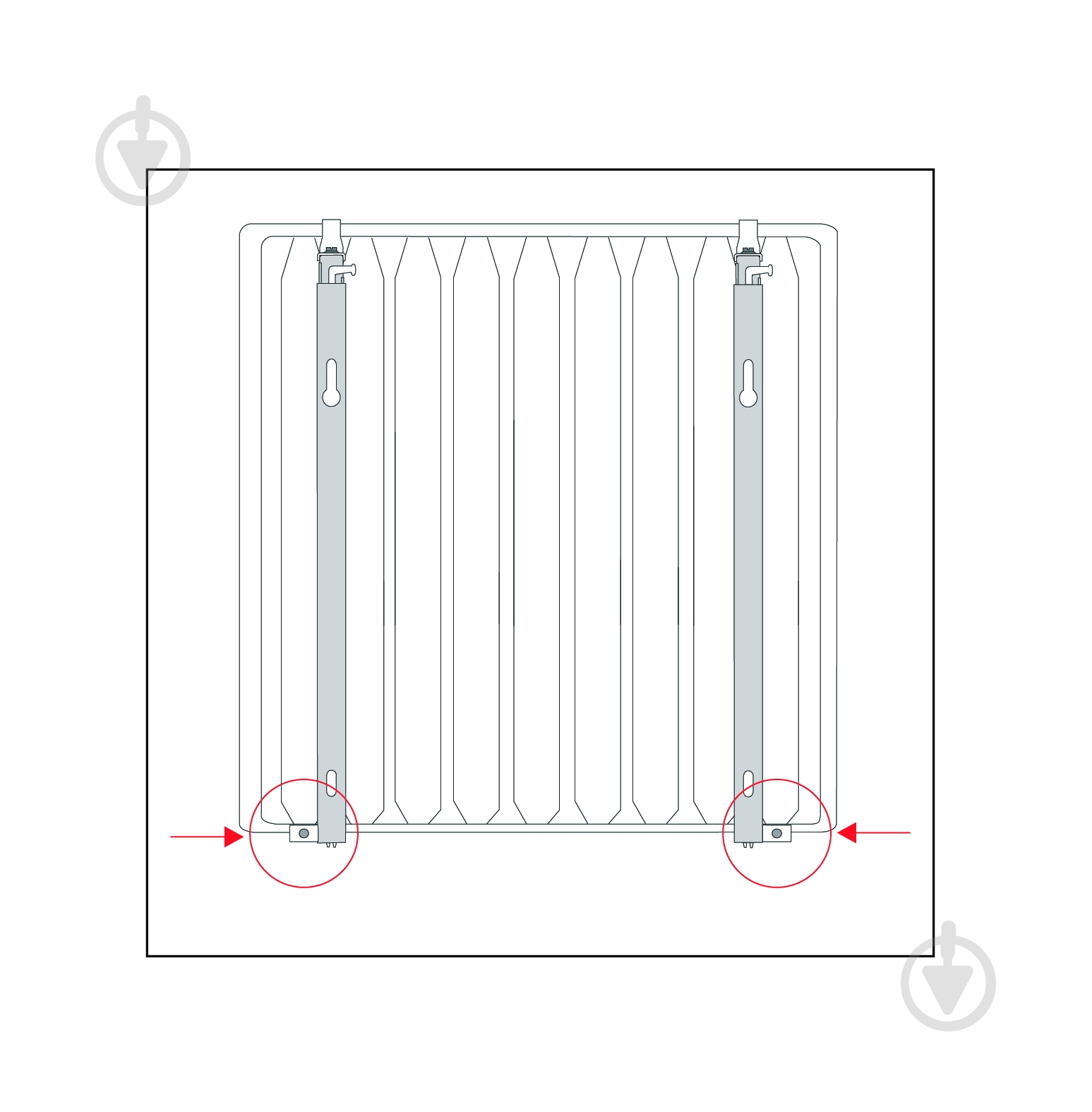 Комплект креплений Delonghi к стальному радиатору (Н-500 мм) 2 шт. 60630050 F7V - фото 4