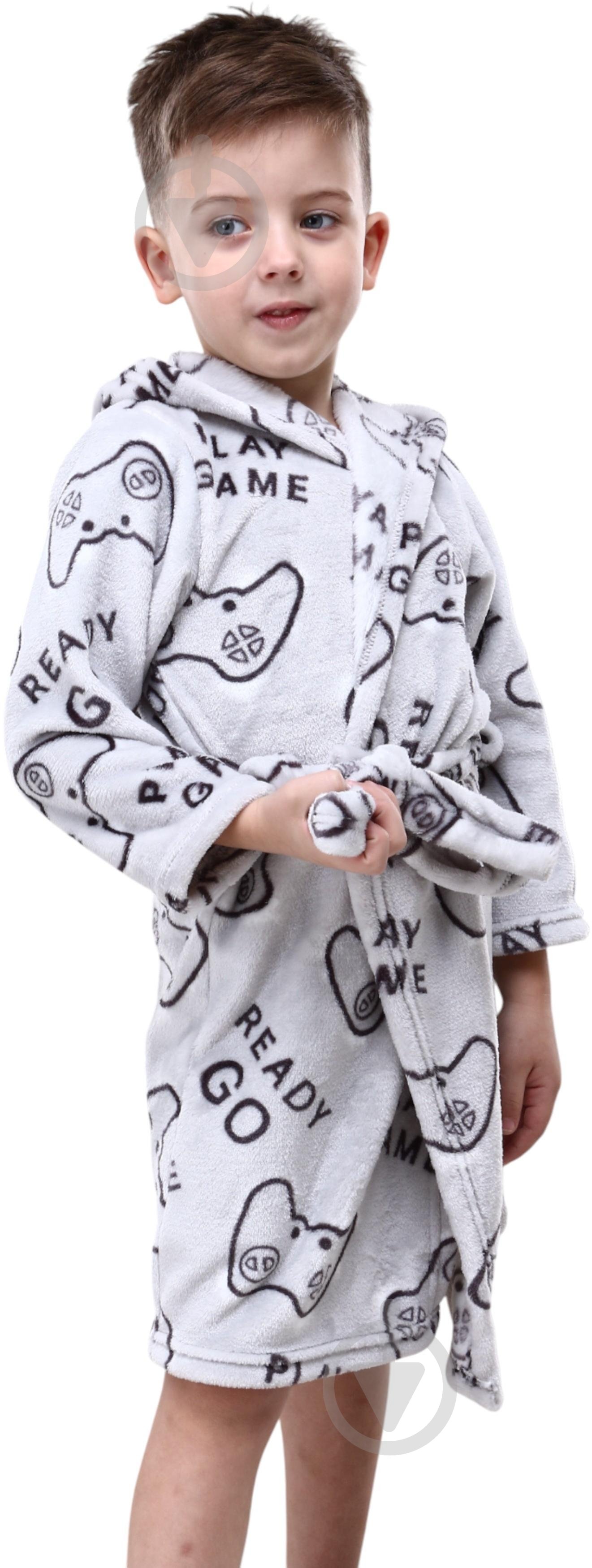 Халат для мальчиков HW Game р.110-116 серый 0342 - фото 1