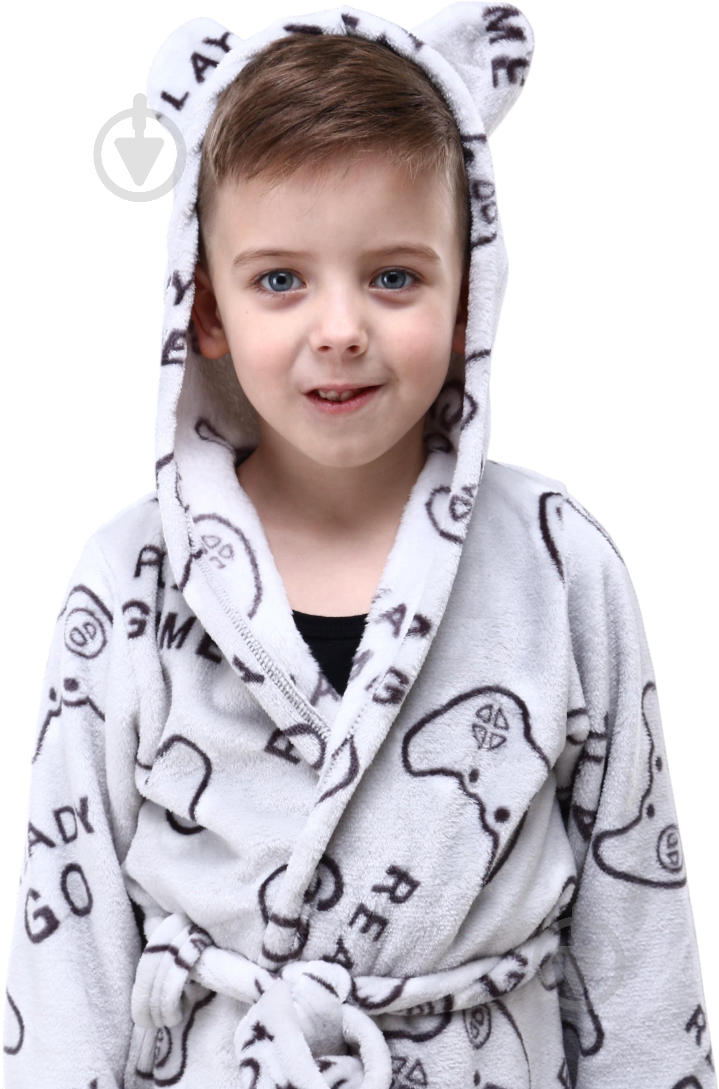 Халат для мальчиков HW Game р.110-116 серый 0342 - фото 3