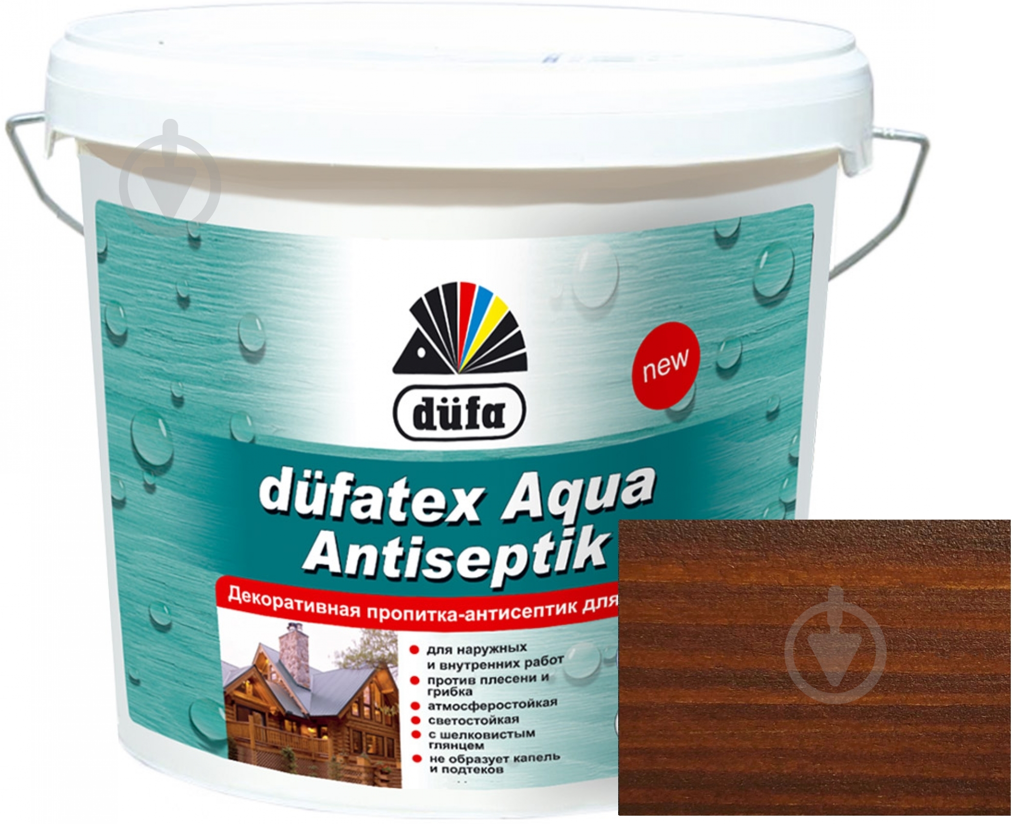 Просочувач Dufa dufatex Aqua Antiseptik горіх шовковистий глянець 10 л - фото 1