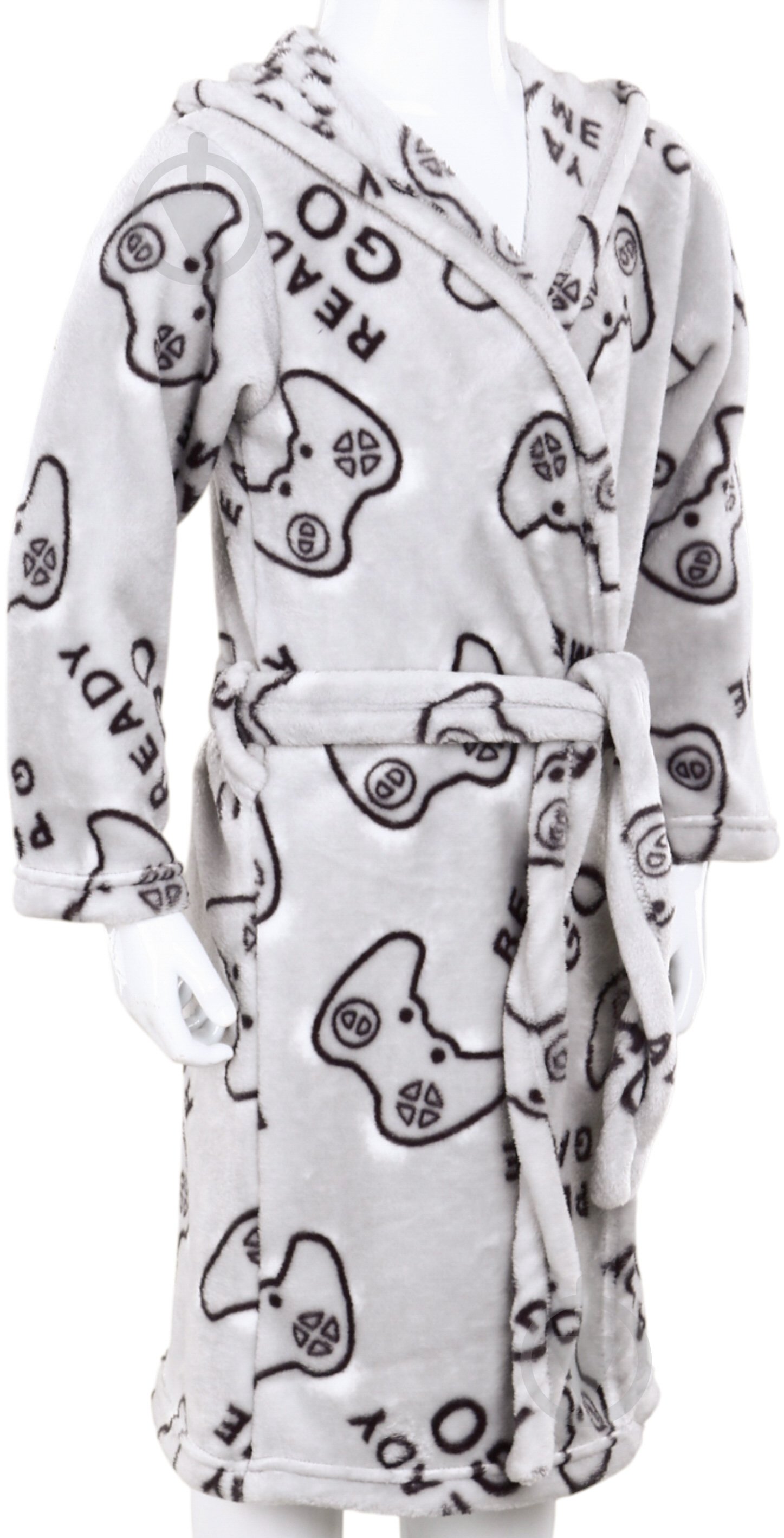 Халат для мальчиков HW Game р.122-128 серый 0342 - фото 2