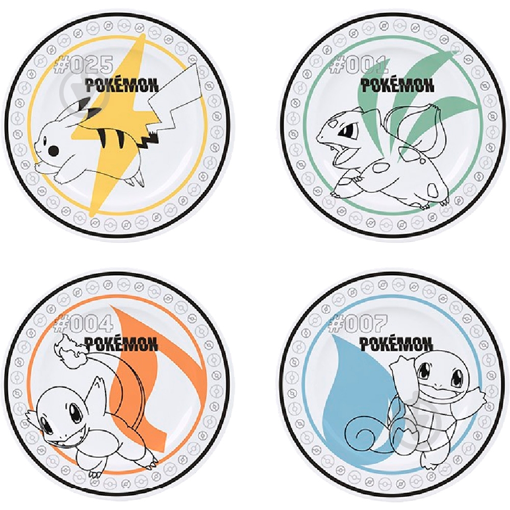 Набор тарелок ABYstyle POKEMON Starters + Pikachu (Покемон) (ABYTAB042) - фото 1