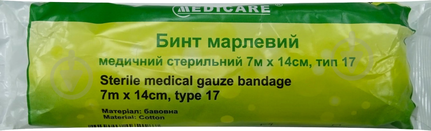 Бинт марлевий Medicare стерильний 7 м х 14 см з марлі типу 17 1 шт. - фото 1