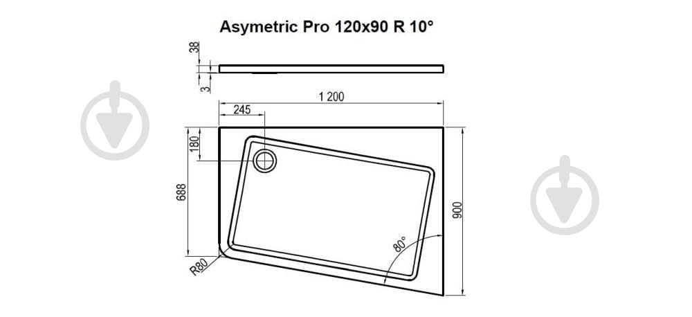 Поддон душевой Ravak Asymetric Pro 120x90 R - фото 2 Поддон душевой Ravak Asymetric Pro 120x90 R - фото 2