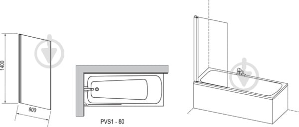 Шторка для ванны Ravak PVS1-80 - фото 3