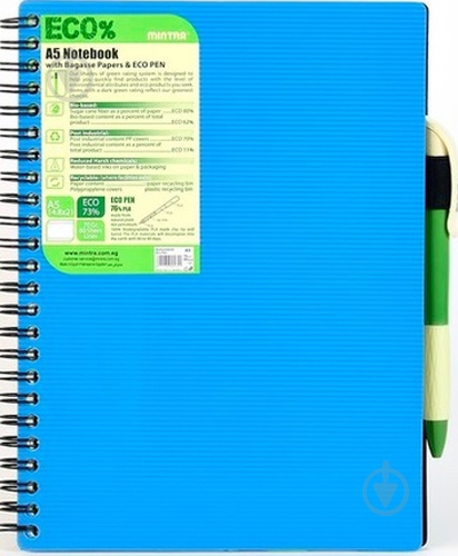 Блокнот Eco Pen A5 80 листов синий 945324 Mintra - фото 1