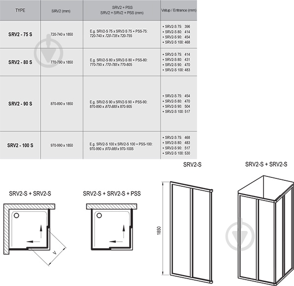Душевые двери Ravak SRV2-100 S сатин + Transparent - фото 3