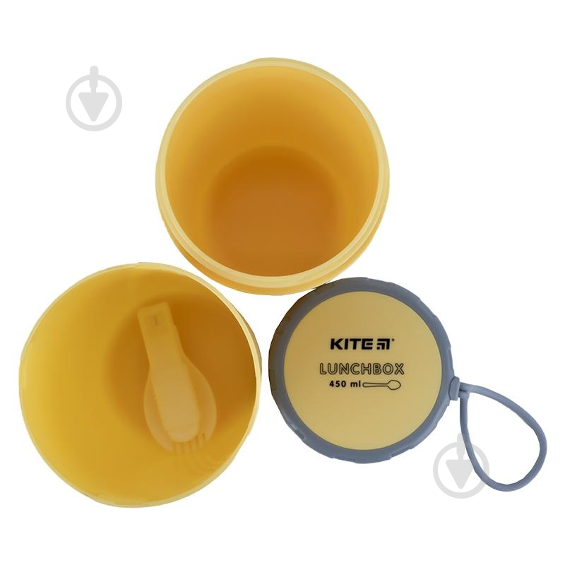 Ланч-бокс KITE круглый 450 мл K23-187-1 желтый - фото 3
