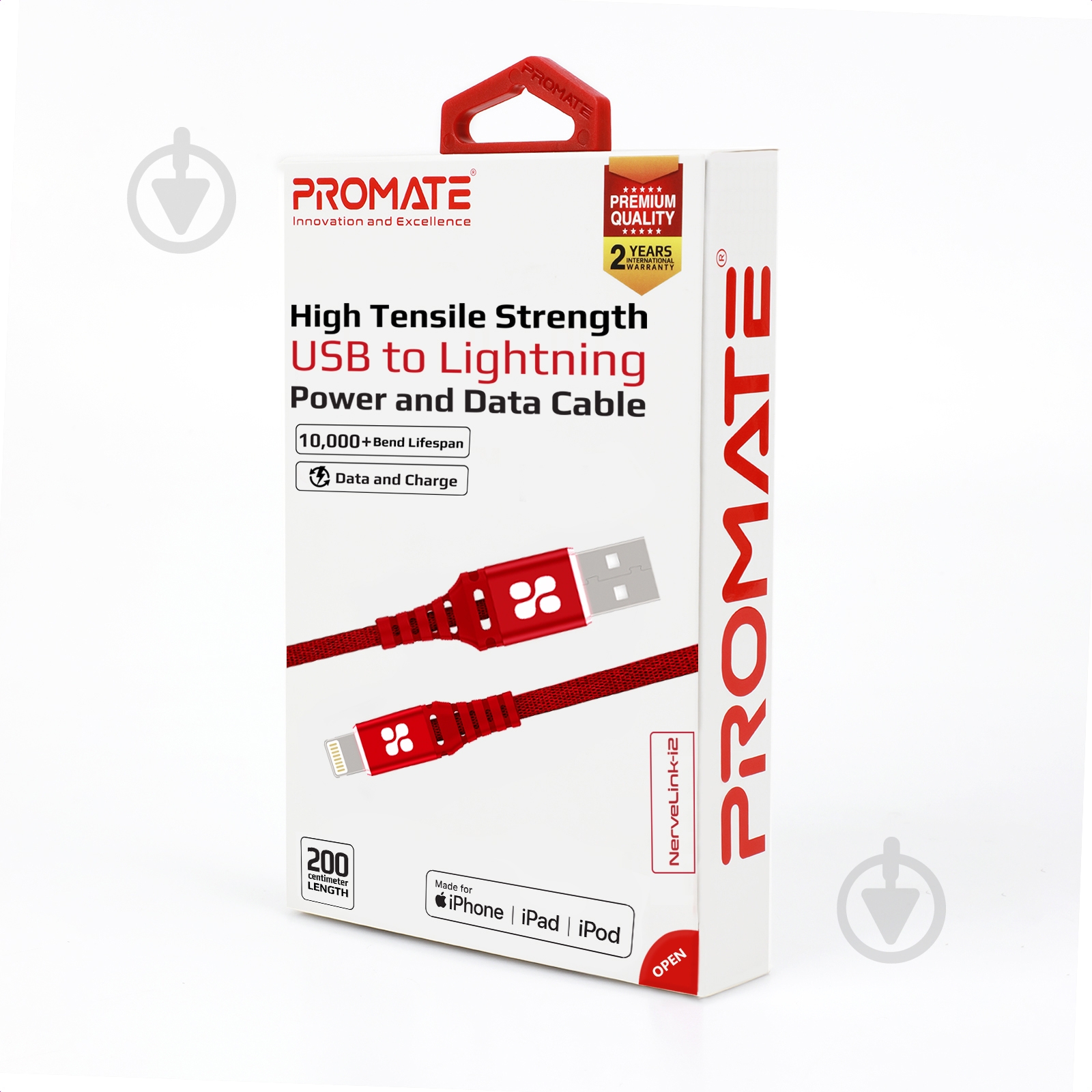 Кабель Promate NerveLink-i2 USB-Lightning 2.4А 2 м червоний (nervelink-i2.red) - фото 6