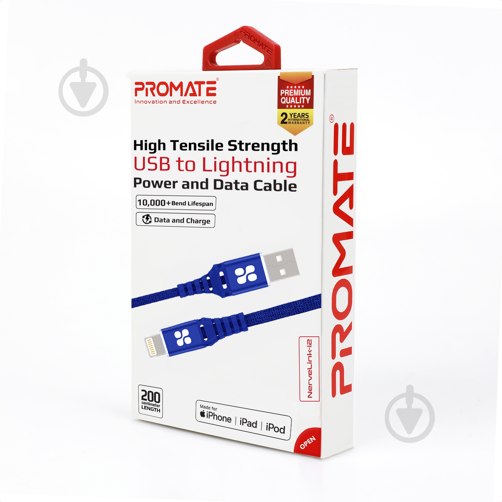 Кабель Promate NerveLink-i2 USB-Lightning 2.4А 2 м (nervelink-i2.blue) - фото 6