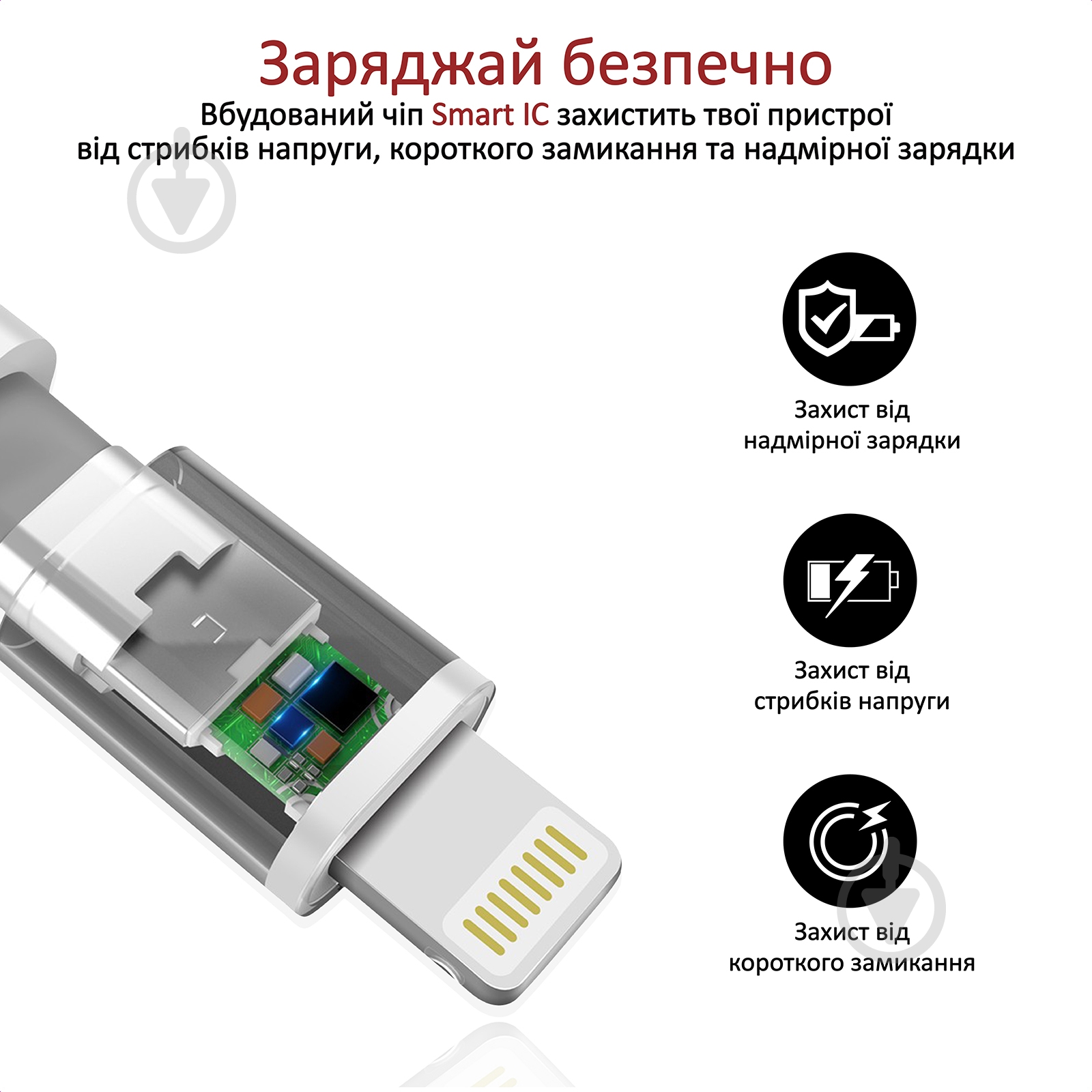 Кабель Promate PowerCord Type-C - Lightning 1,2 м красный (powercord.red) - фото 6