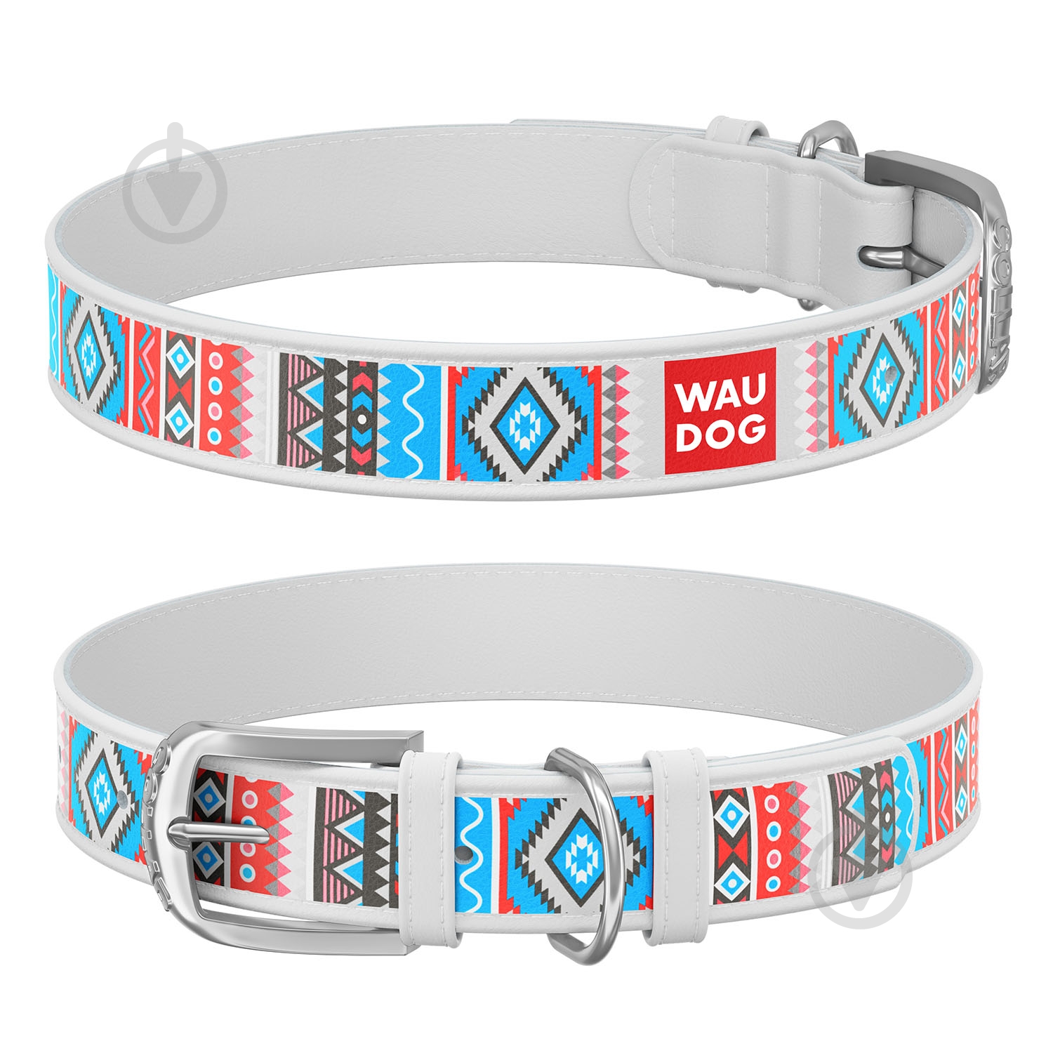 Ошейник WAUDOG Design с рисунком Этно 2х30-39 см белый - фото 1 Ошейник WAUDOG Design с рисунком Этно 2х30-39 см белый - фото 1