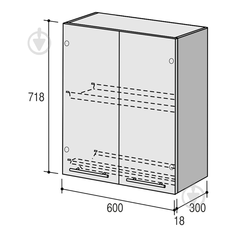 Шкаф верхний Руна МВСУ (2) 600x718x300 мм дуб полярный/белый ROKO - фото 3