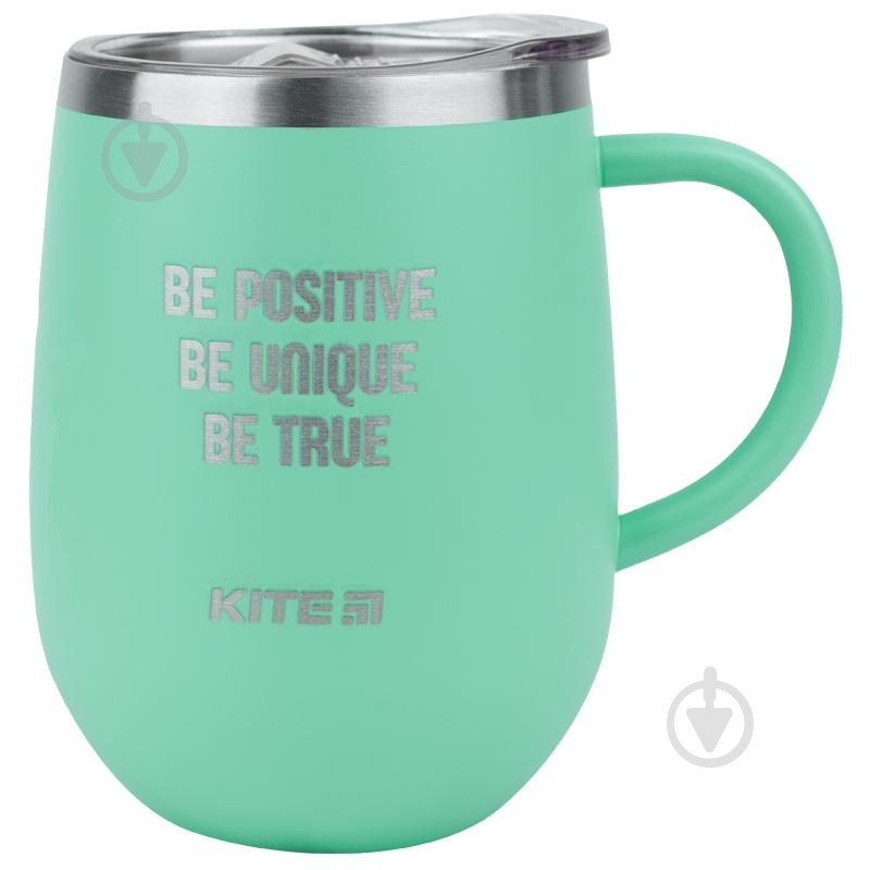 Термокружка KITE 360 мл Be positive K22-378-02-2 бирюзовый - фото 1 Термокружка KITE 360 мл Be positive K22-378-02-2 бирюзовый - фото 1