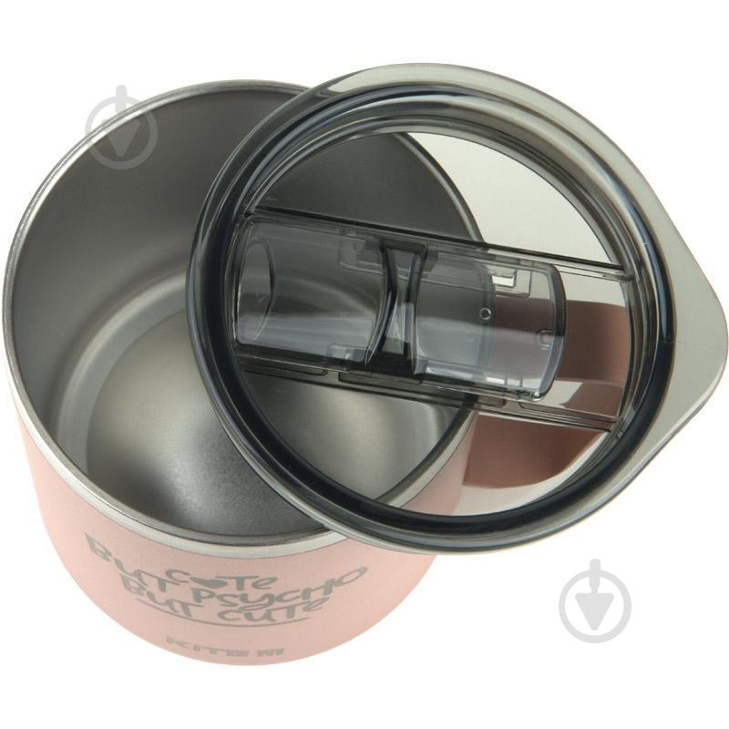 Термокружка KITE 400 мл пудра Cute but phycho розовый - фото 2