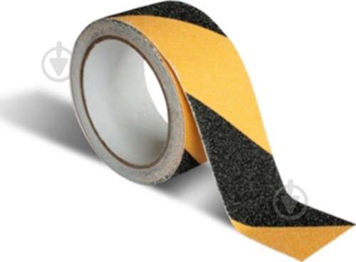 Стрічка самоклейка протиковзка чорно-жовта 50 мм 10 м - фото 1