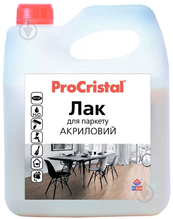 Лак для паркету EcoCristal ІР-18 ProCristal шовковистий мат прозорий 4 л - фото 1
