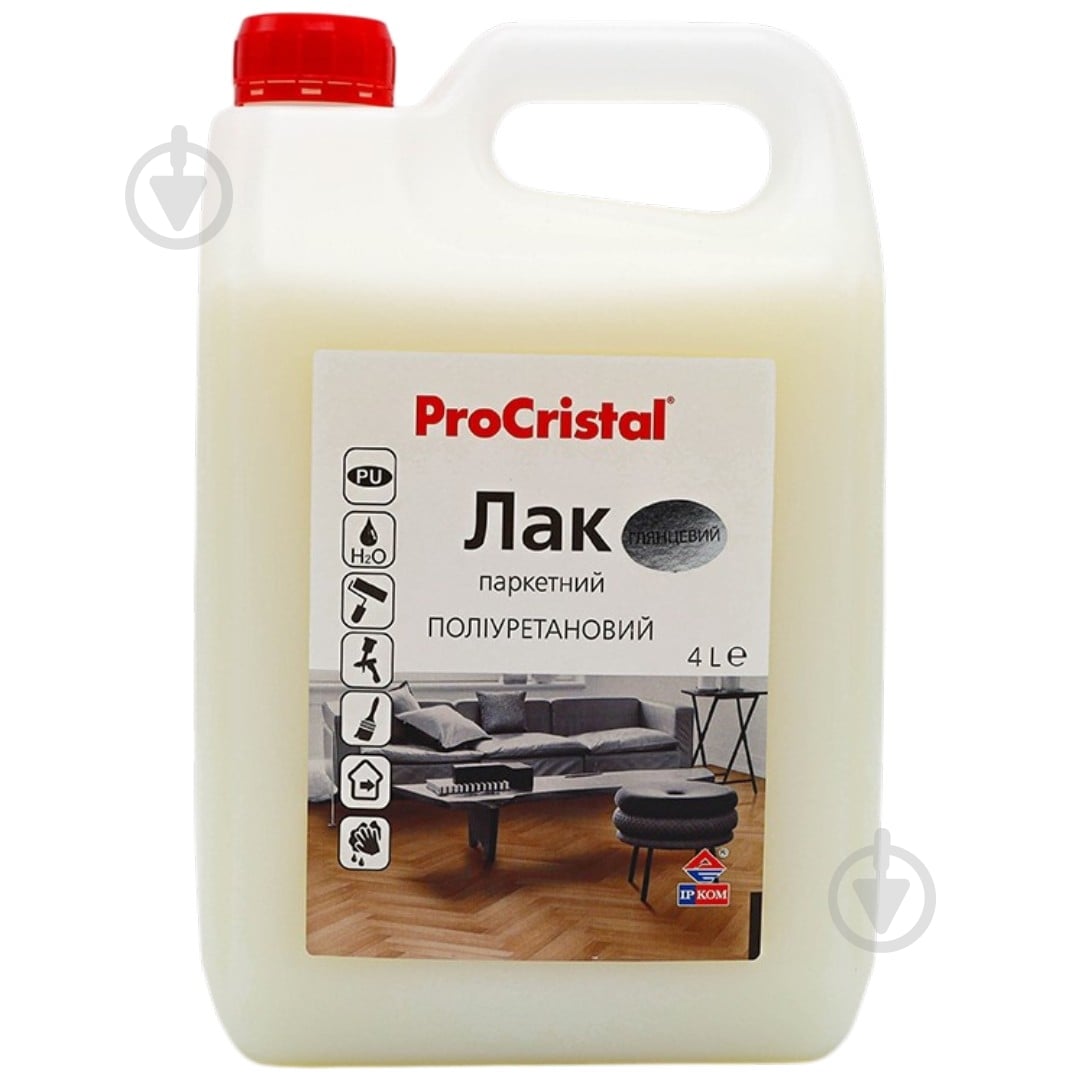 Лак для паркету EcoCristal ІР-18 ProCristal шовковистий мат прозорий 4 л - фото 1