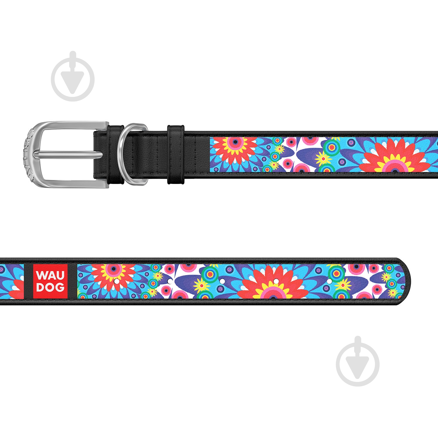 Ошейник WAUDOG Design с рисунком Цветы 1,2х21-29 см черный - фото 2