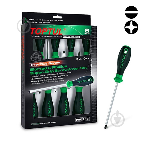 Набор отверток Toptul Pro-Plus Series GFE-0801 - фото 1 Набор отверток Toptul Pro-Plus Series GFE-0801 - фото 1
