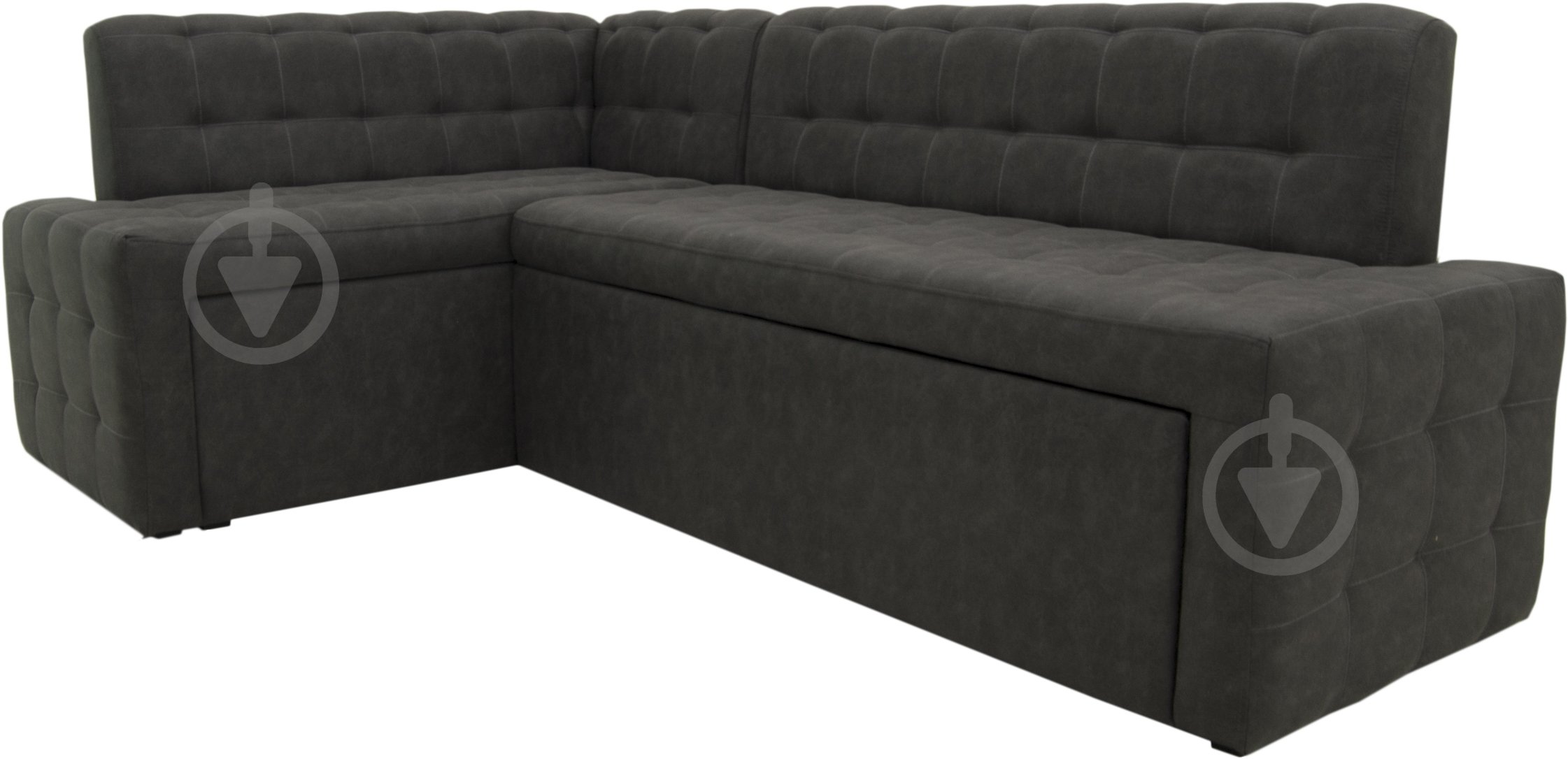 Уголок кухонный Кедр КАРАТ раскладной 7 искусственная замша / темно-серый - фото 1