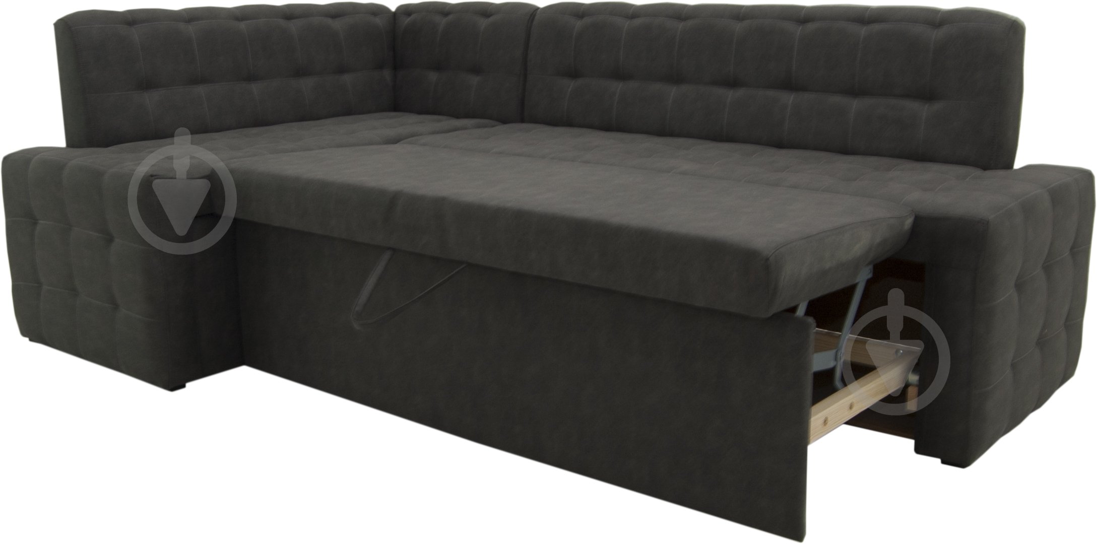 Уголок кухонный Кедр КАРАТ раскладной 7 искусственная замша / темно-серый - фото 4