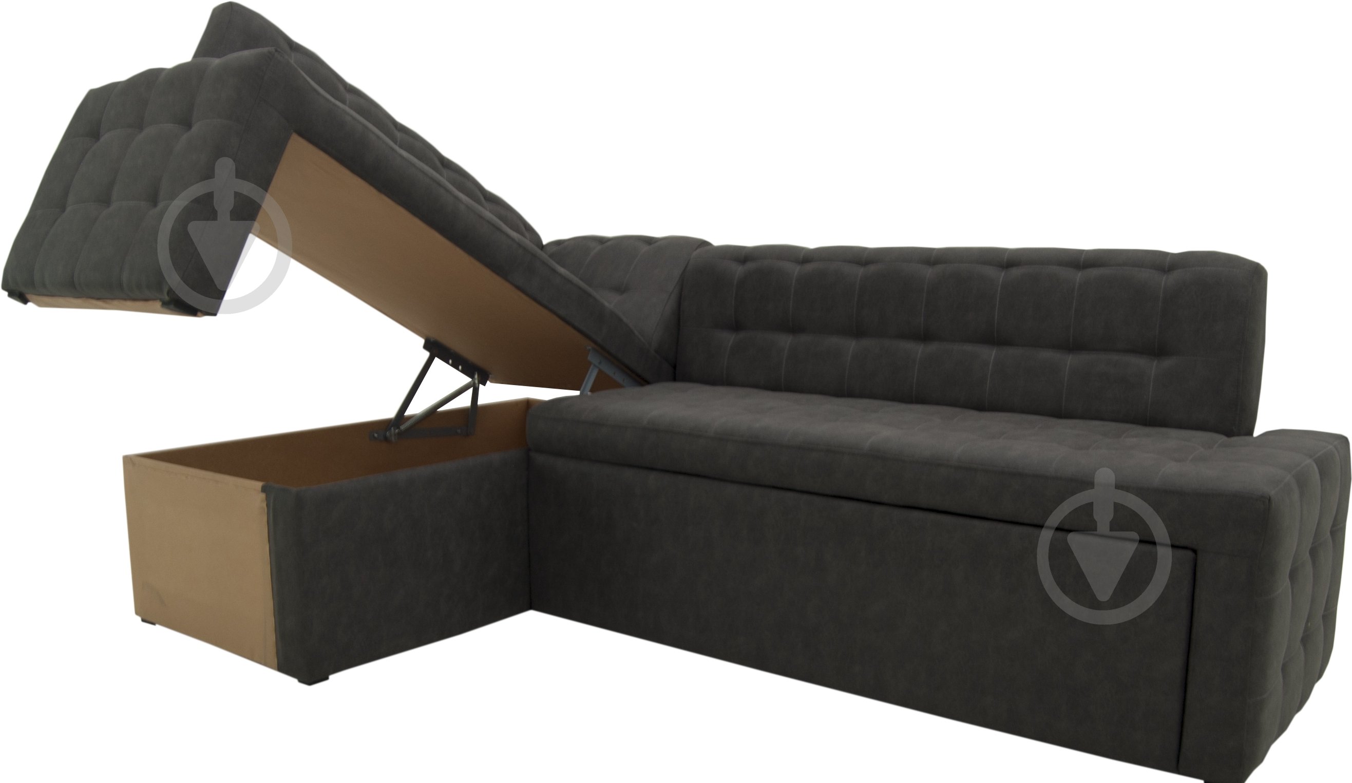 Уголок кухонный Кедр КАРАТ раскладной 7 искусственная замша / темно-серый - фото 3