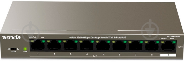 Комутатор TENDA (TEF1109P-8-102W) - фото 1