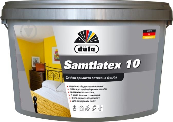 Краска латексная водоэмульсионная Dufa Samtlatex 10 полумат белый 10 л - фото 1