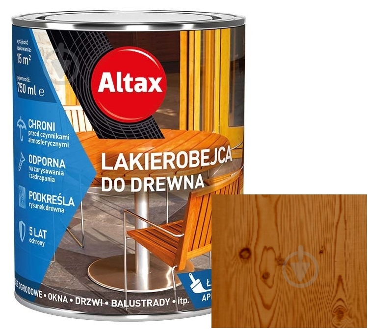 Лакобейц для древесины Altax тик сатиновый глянец 0,75 л - фото 1 Лакобейц для древесины Altax тик сатиновый глянец 0,75 л - фото 1