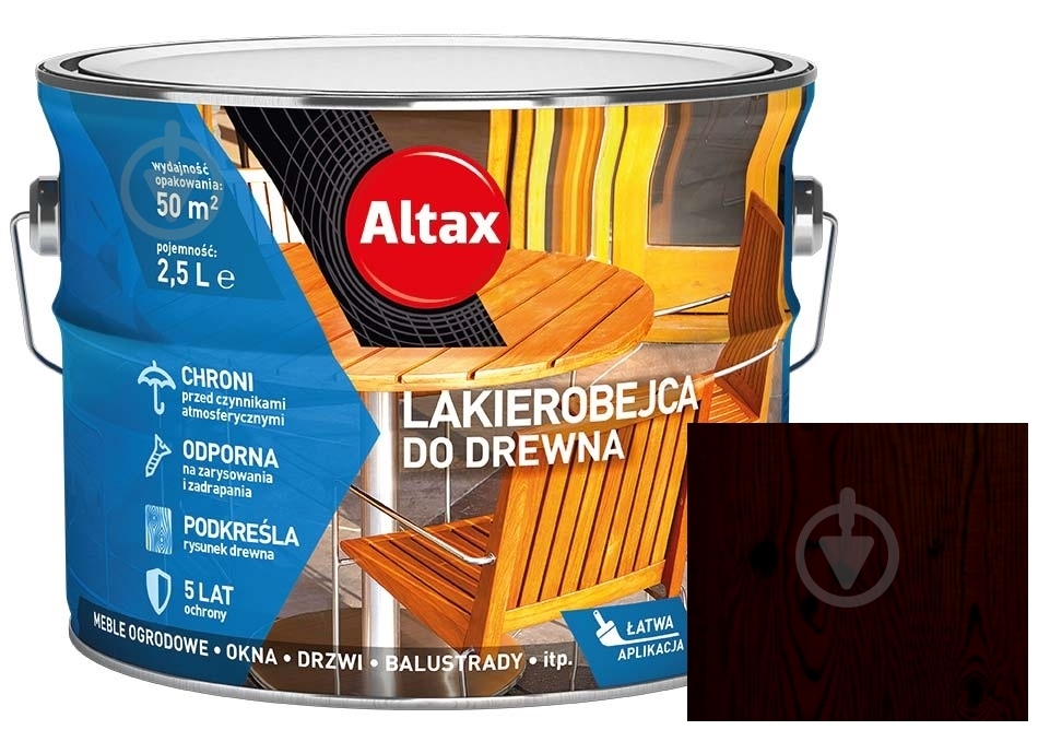 Лакобейц для древесины Altax венге сатиновый глянец 2,5 л - фото 1