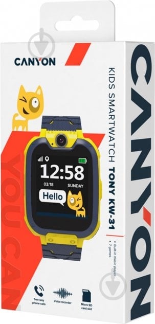 Смарт-годинник дитячий Canyon Tony grey/yellow (CNE-KW31YB) - фото 4