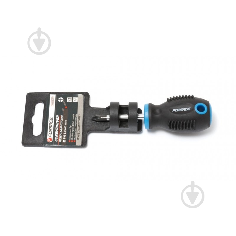 Отвертка Forsage крестовая магнитная ''Profi''S2 PH1.0x40мм, на пластиковом держателе F-7031040 - фото 1