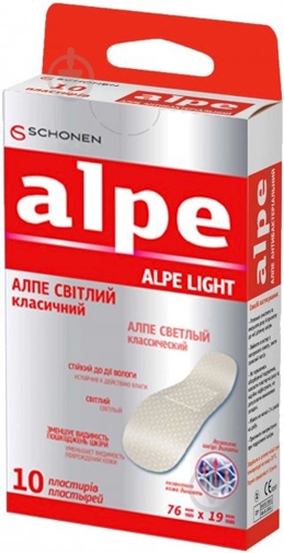 Пластырь медицинский Delta Medical Promotions Alpe Light на тканевой основе светлый классический 76 мм х 19 мм 10 шт. - фото 1