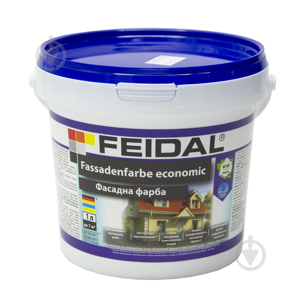 Краска акриловая Feidal Fassadenfarbe economic мат белый 1 л - фото 1