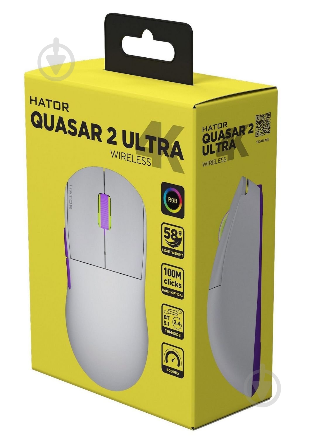 Мышка беспроводная Hator Quasar 2 Ultra 4K Wireless white/lilac (HTM571WL) - фото 7