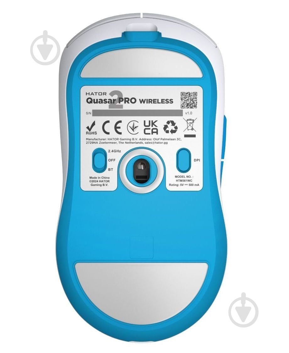 Мышка беспроводная Hator Quasar 2 Pro Wireless white/cyan (HTM561WC) - фото 3