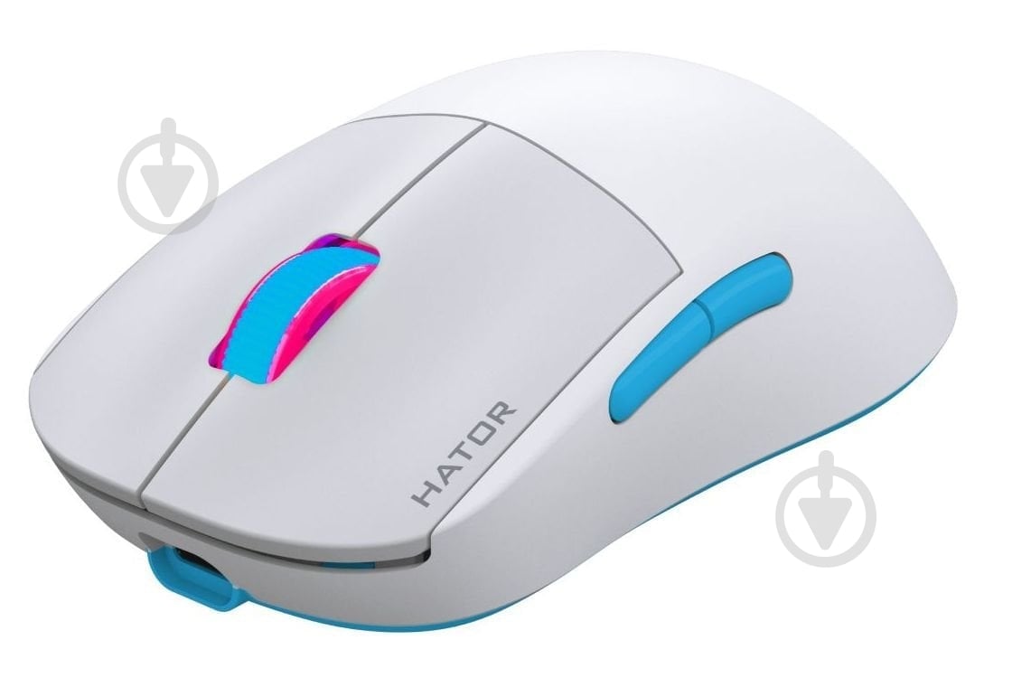 Мышка беспроводная Hator Quasar 2 Pro Wireless white/cyan (HTM561WC) - фото 1
