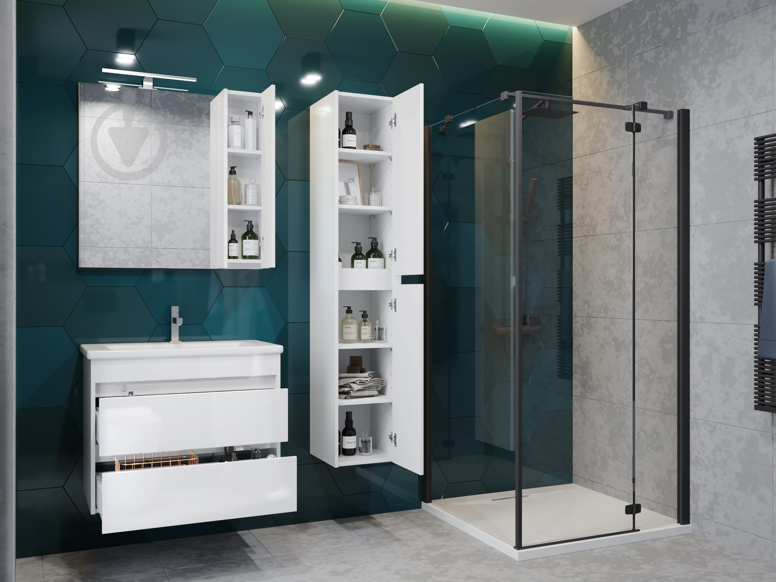 Зеркальный шкаф ЮВЕНТА Bronx - 65 белый - фото 5