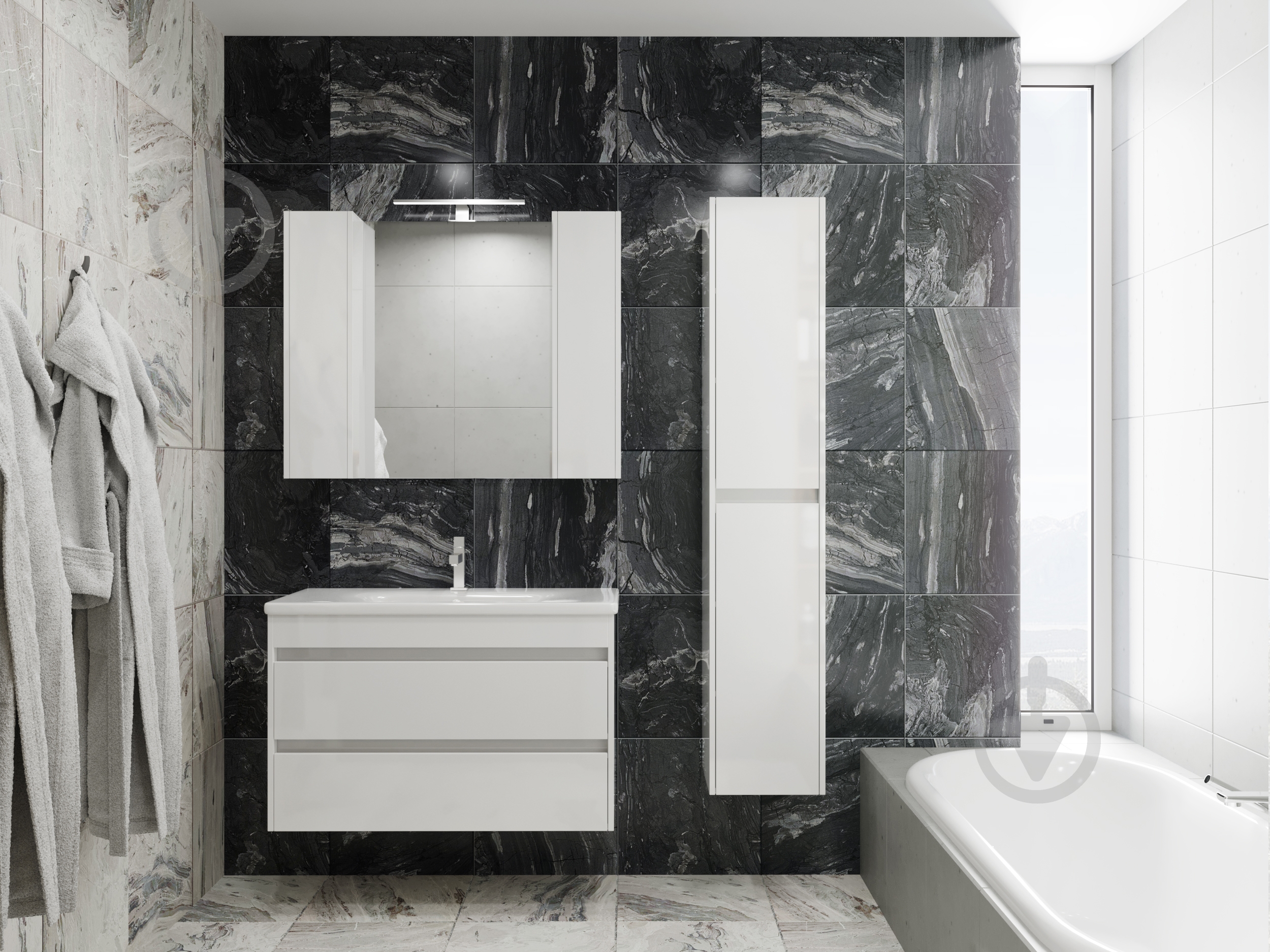 Дзеркальна шафа ЮВЕНТА Bronx - 90 білий - фото 2