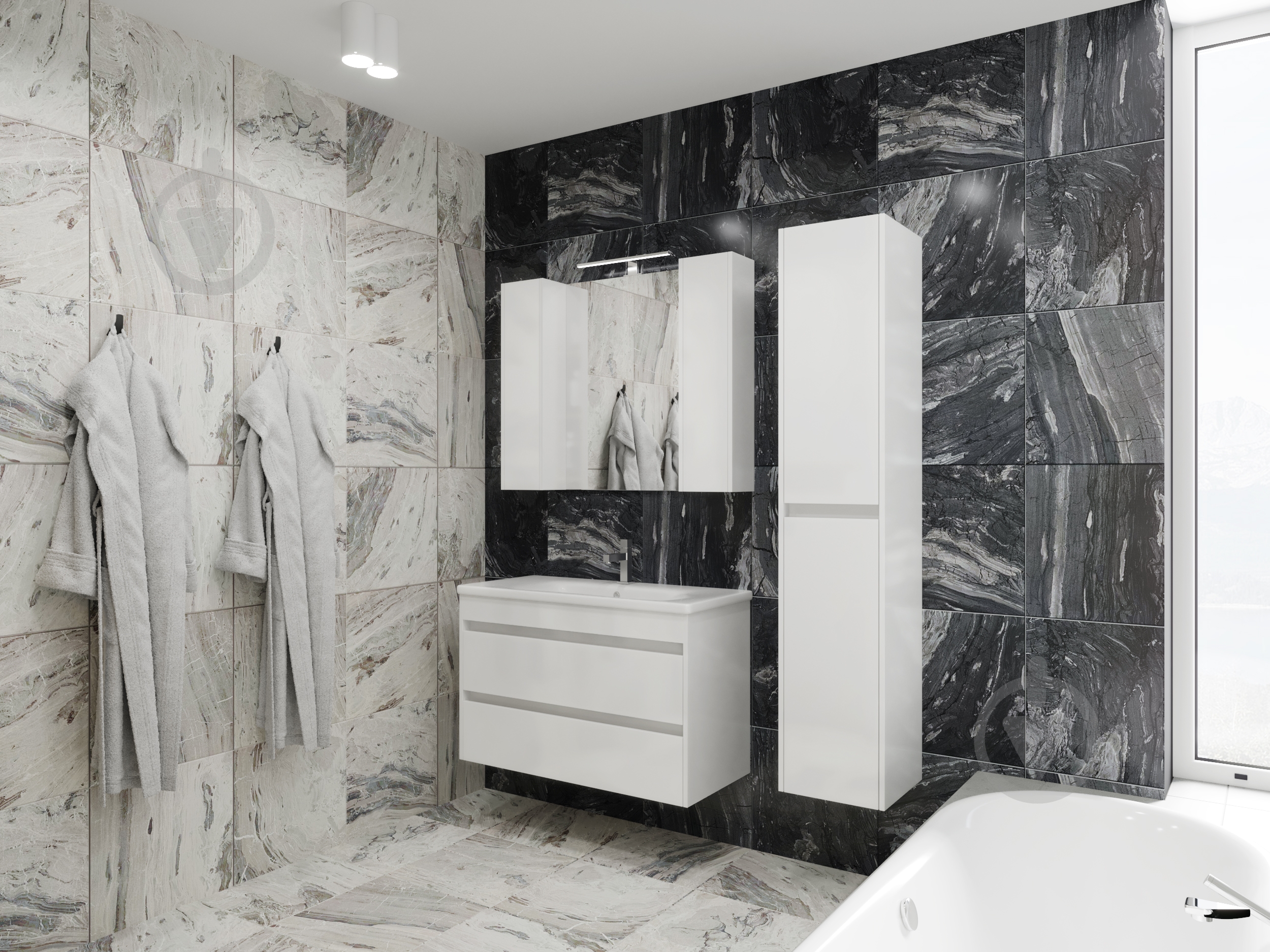 Дзеркальна шафа ЮВЕНТА Bronx - 90 білий - фото 3