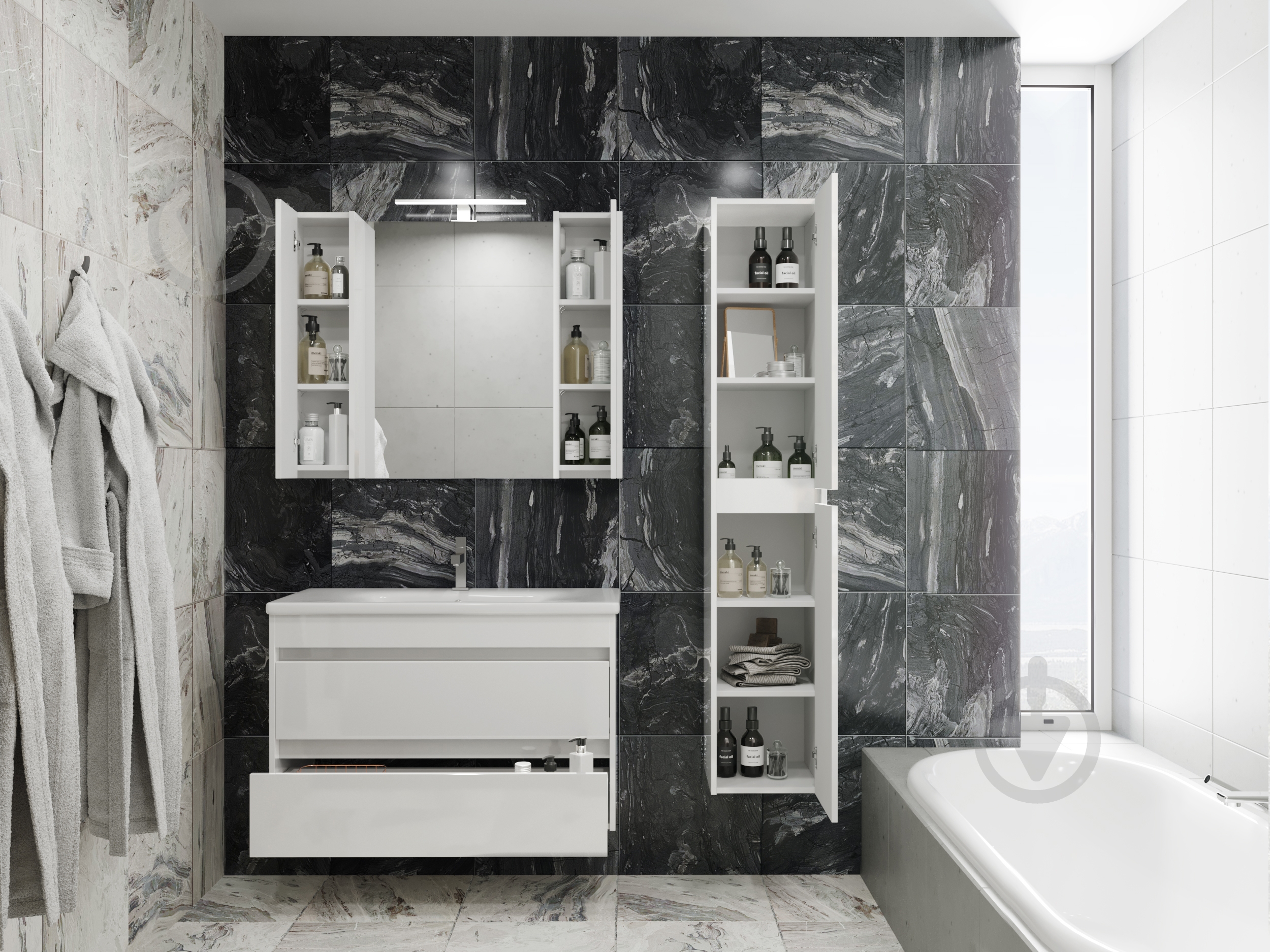 Дзеркальна шафа ЮВЕНТА Bronx - 90 білий - фото 4