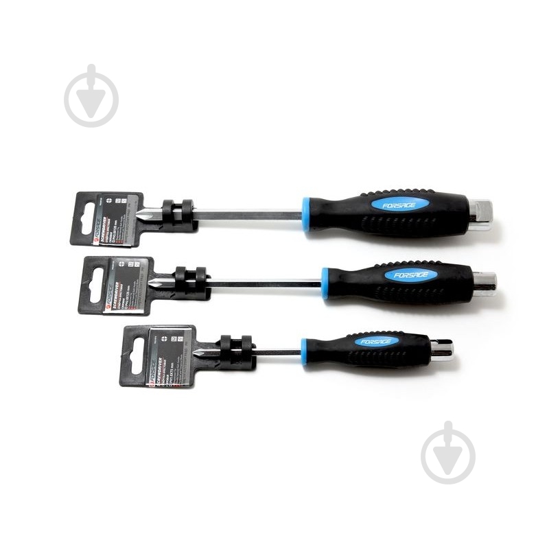 Отвертка Forsage крестовая силовая магнитная под ключ ''Profi''S2 PH1.0х75мм, на пластиковом держателе F-7021075 - фото 1