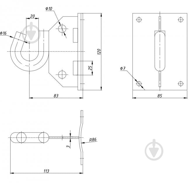 Крюк универсальный Zess КБУ цинк - фото 2
