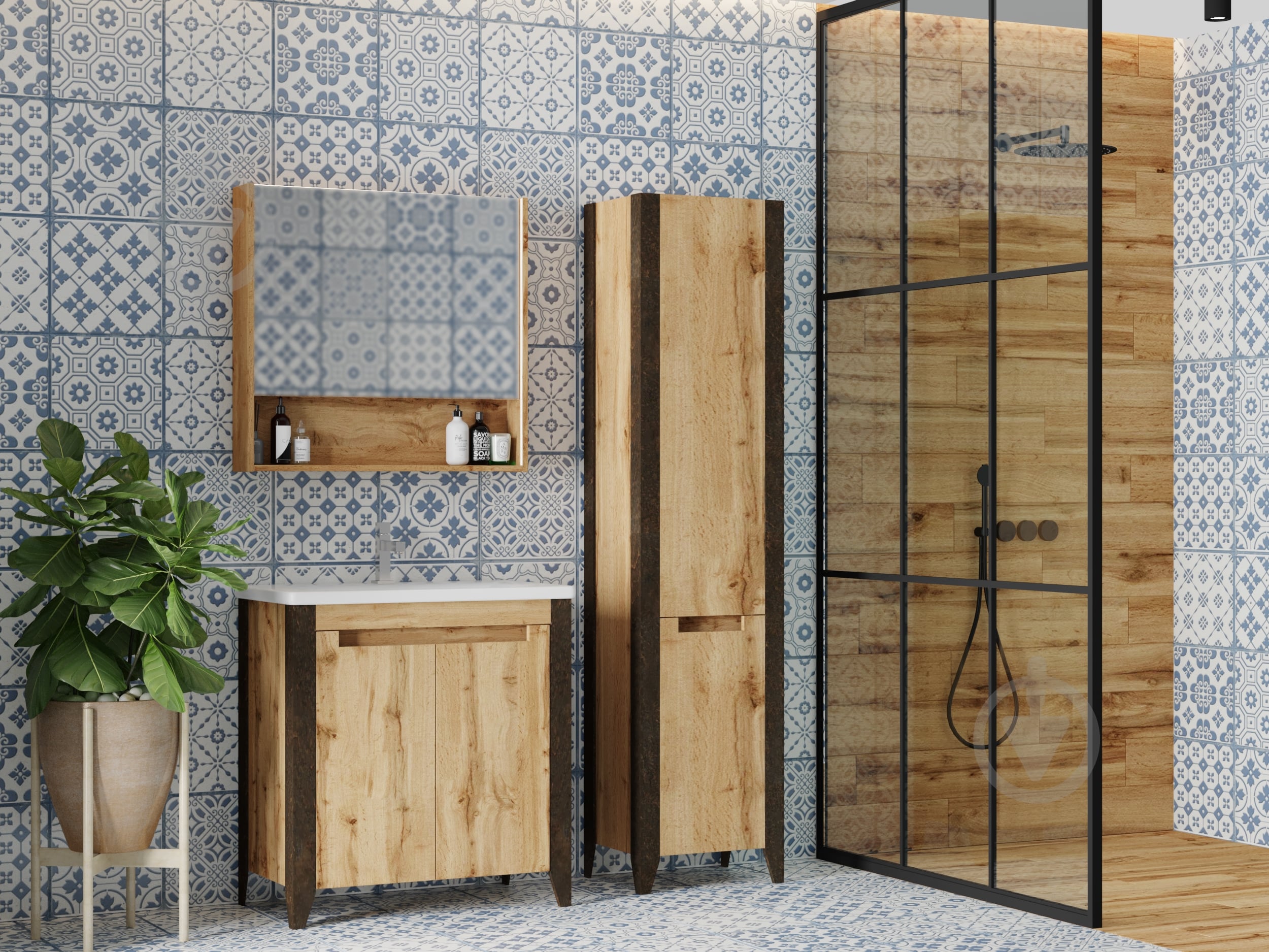 Зеркальный шкаф ЮВЕНТА Queen- 65 дуб Вотан - фото 2