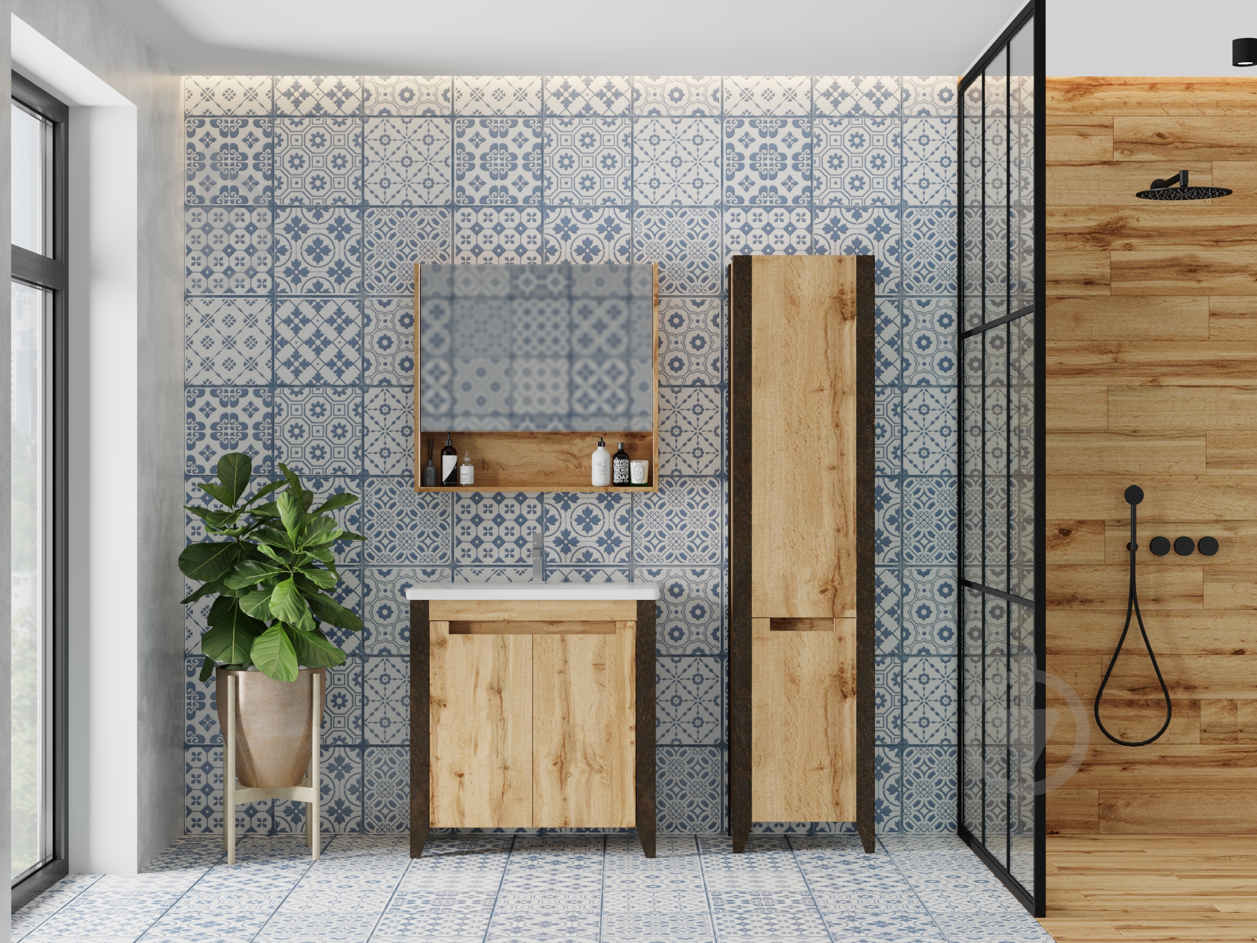 Зеркальный шкаф ЮВЕНТА Queen- 65 дуб Вотан - фото 3