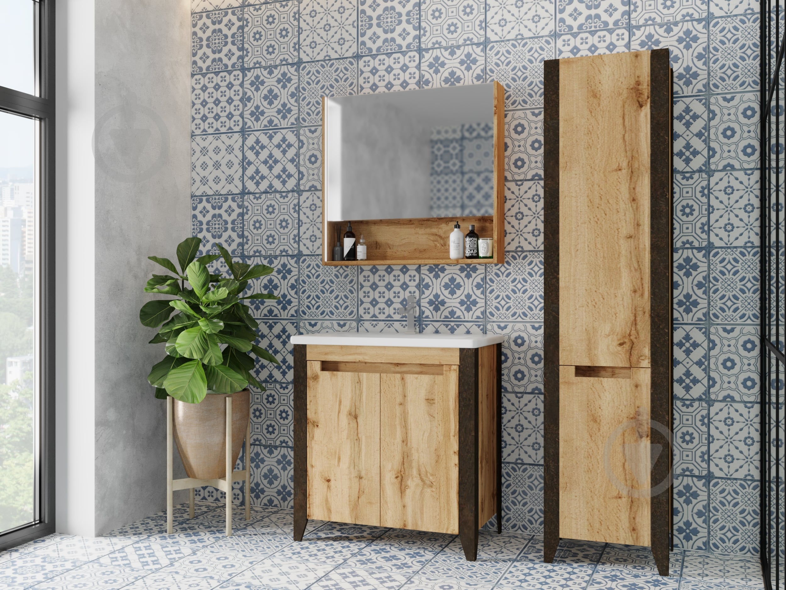 Зеркальный шкаф ЮВЕНТА Queen- 65 дуб Вотан - фото 4