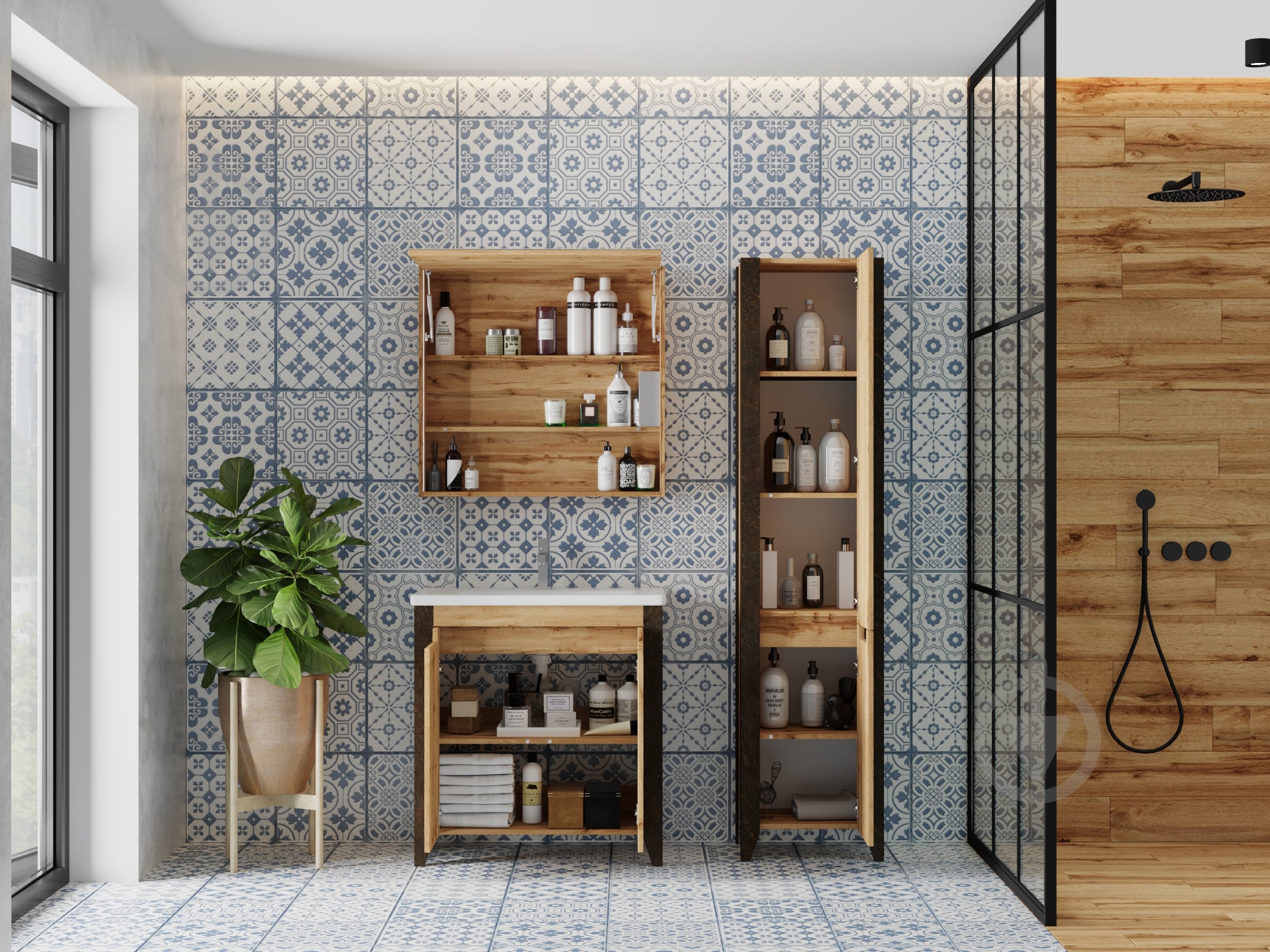 Зеркальный шкаф ЮВЕНТА Queen- 65 дуб Вотан - фото 5